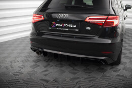 Heck Ansatz Diffusor passend für Audi A3 Sportback 8V Facelift (Einzelauspuff li.) schwarz Hochglanz