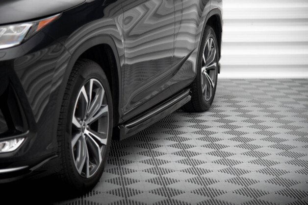 Seitenschweller Ansatz Cup Leisten passend für Lexus RX Mk4 Facelift (Version mit OEM-Trittbrettern) schwarz Hochglanz