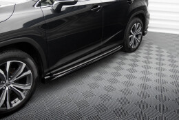 Seitenschweller Ansatz Cup Leisten passend für Lexus RX Mk4 Facelift (Version mit OEM-Trittbrettern) schwarz Hochglanz