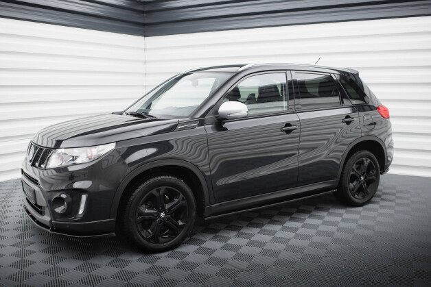 Seitenschweller Ansatz Cup Leisten passend für Suzuki Vitara S Mk2 schwarz Hochglanz