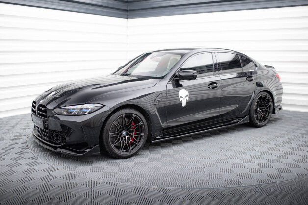 Seitenschweller Ansatz Cup Leisten für V.3 für CSL Look BMW M3 Limousine / Touring G80 / G81 schwarz Hochglanz