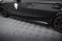 Seitenschweller Ansatz Cup Leisten V.3 passend für CSL Look BMW M3 Limousine / Touring G80 / G81 schwarz Hochglanz
