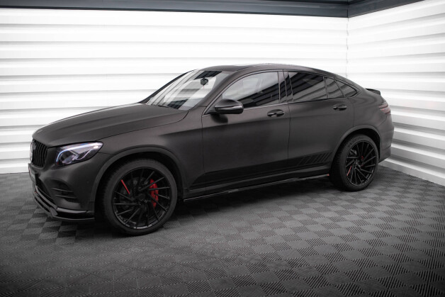 Seitenschweller Ansatz Cup Leisten V.2 passend für Mercedes-Benz GLC Coupe AMG-Line C253 schwarz Hochglanz