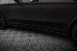 Seitenschweller Ansatz Cup Leisten V.2 für Mercedes GLC Coupe AMG-Line C253 schwarz Hochglanz