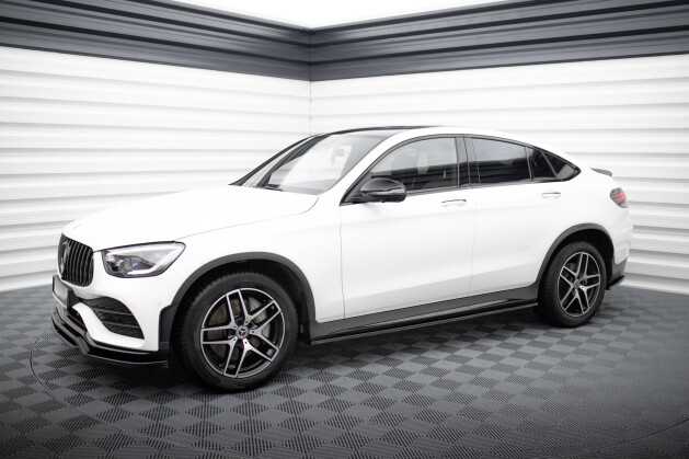 Seitenschweller Ansatz Cup Leisten V.3 für Mercedes GLC Coupe AMG-Line C253 schwarz Hochglanz