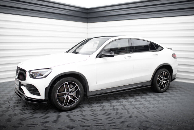 Seitenschweller Ansatz Cup Leisten V.3 passend für Mercedes-Benz GLC Coupe AMG-Line C253 schwarz Hochglanz