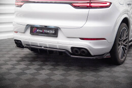 Mittlerer Cup Diffusor Heck Ansatz DTM Look passend für Porsche Cayenne Coupe / SUV Mk3 schwarz Hochglanz