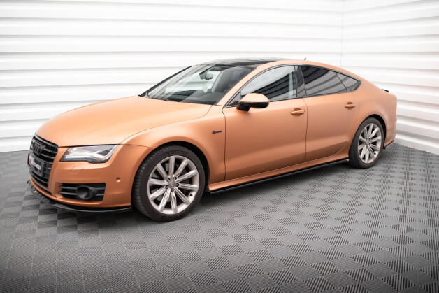 Seitenschweller Ansatz Cup Leisten V.3 passend für Audi A7 S-Line / S7 C7 schwarz Hochglanz