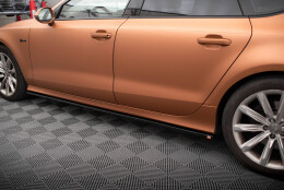 Seitenschweller Ansatz Cup Leisten V.3 passend für Audi A7 S-Line / S7 C7 schwarz Hochglanz