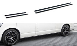 Seitenschweller Ansatz Cup Leisten für Volkswagen T6 Long Facelift schwarz Hochglanz