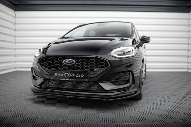 Street+ Spoilerlippe Front Ansatz V.1 passend für Ford Fiesta ST / ST-line Mk8 FL schwarz Hochglanz