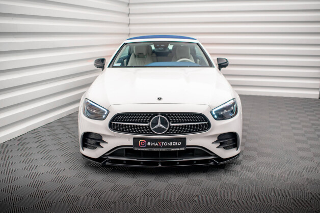 Cup Spoilerlippe Front Ansatz V.2 passend für Mercedes-Benz E-Klasse W213 Coupe Facelift (C238 Facelift) / Cabriolet (A238 Facelift) AMG-Line / 53 AMG schwarz Hochglanz
