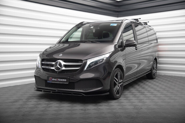 Cup Spoilerlippe Front Ansatz V.2 für Mercedes V-Klasse W447 FL schwarz Hochglanz