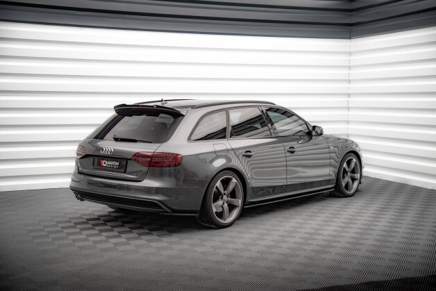 Heck Ansatz Flaps Diffusor V.2 passend für Audi A4 S-Line Avant B8 Facelift schwarz Hochglanz