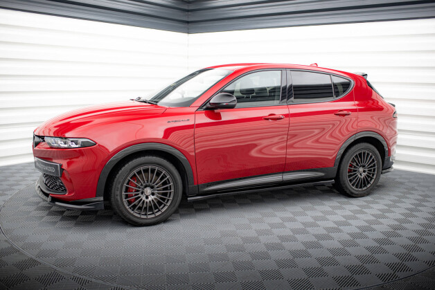 Seitenschweller Ansatz Cup Leisten passend für Alfa Romeo Tonale Mk1 schwarz Hochglanz