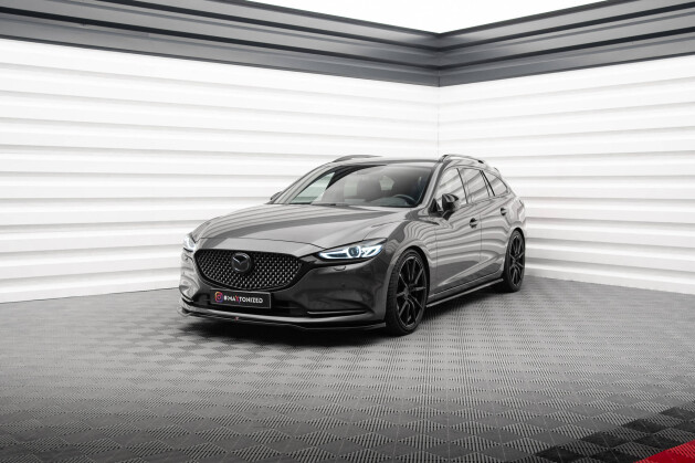 Cup Spoilerlippe Front Ansatz V.1 für Mazda 6 Mk3 Facelift schwarz Hochglanz