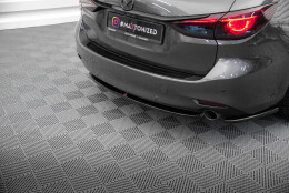 Mittlerer Cup Diffusor Heck Ansatz passend für Mazda 6 Kombi Mk3 Facelift schwarz Hochglanz