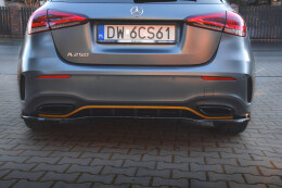 Mittlerer Cup Diffusor Heck Ansatz DTM Look für Mercedes-Benz A Hatchback AMG Line W177 schwarz Hochglanz