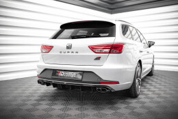 Heck Ansatz Diffusor passend für Seat Leon Cupra Sportstourer Mk3 schwarz Hochglanz