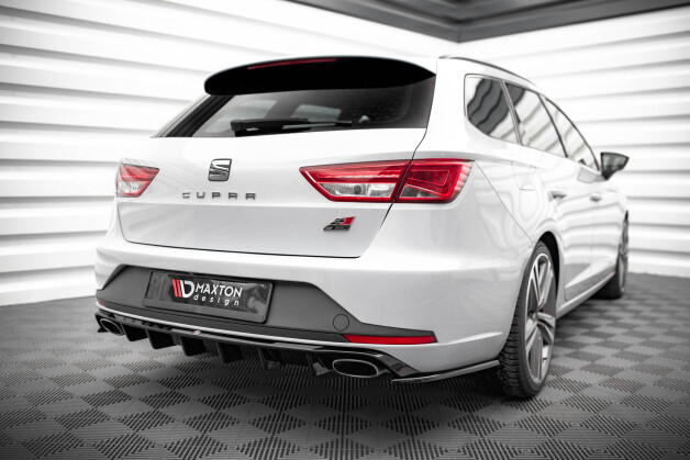 Heck Ansatz Flaps Diffusor V.2 passend für Seat Leon Cupra Sportstourer Mk3 schwarz Hochglanz