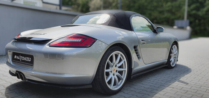 Heck Ansatz Flaps Diffusor passend für Porsche Boxster 987 schwarz Hochglanz