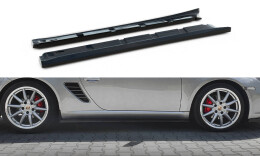 Seitenschweller Ansatz Cup Leisten für Porsche Boxster 987 schwarz Hochglanz
