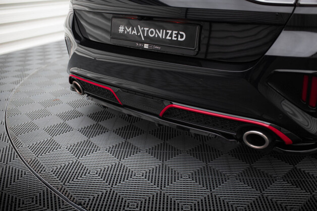 Mittlerer Cup Diffusor Heck Ansatz DTM Look passend für Kia Ceed GT Mk3 Facelift schwarz Hochglanz
