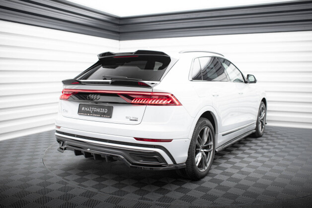 Mittlerer Cup Diffusor Heck Ansatz DTM Look passend für Audi Q8 S-Line Mk1 schwarz Hochglanz