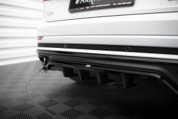 Mittlerer Cup Diffusor Heck Ansatz DTM Look passend für Audi Q8 S-Line Mk1 schwarz Hochglanz