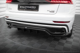 Mittlerer Cup Diffusor Heck Ansatz DTM Look passend für Audi Q8 S-Line Mk1 schwarz Hochglanz