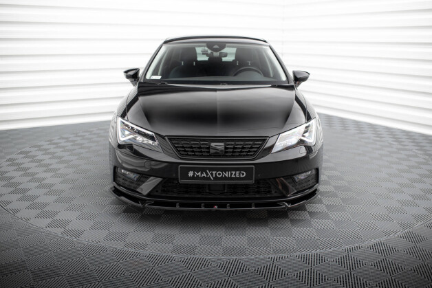 Cup Spoilerlippe Front Ansatz V.1 passend für Seat Leon Mk3 Facelift schwarz Hochglanz