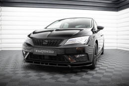 Cup Spoilerlippe Front Ansatz V.1 passend für Seat Leon Mk3 Facelift schwarz Hochglanz
