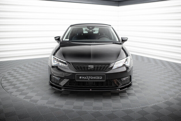 Cup Spoilerlippe Front Ansatz V.2 passend für Seat Leon Mk3 Facelift schwarz Hochglanz