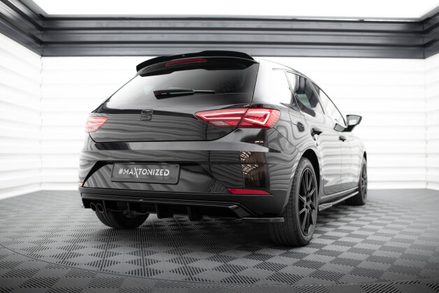 Heck Ansatz Flaps Diffusor V.2 passend für Seat Leon Hatchback Mk3 Facelift schwarz Hochglanz