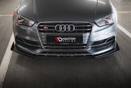 Street Pro Cup Spoilerlippe Front Ansatz passend für Audi S3 / A3 S-Line Limousine 8V SCHWARZ+ HOCHGLANZ FLAPS