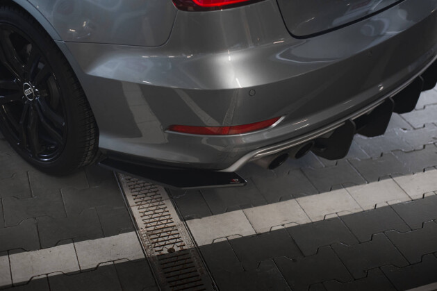 Street Pro Heck Ansatz Flaps Diffusor für Audi S3 Limousine 8V SCHWARZ