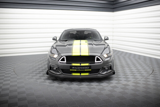 Street Pro Cup Spoilerlippe Front Ansatz passend für Ford Mustang GT Mk6 SCHWARZ+ HOCHGLANZ FLAPS