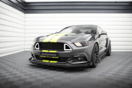 Street Pro Cup Spoilerlippe Front Ansatz + Flaps für Ford Mustang GT Mk6  schwarz Hochglanz