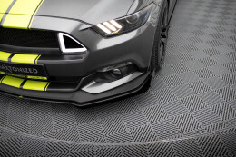 Street Pro Cup Spoilerlippe Front Ansatz für Ford Mustang GT Mk6 SCHWARZ+ HOCHGLANZ FLAPS