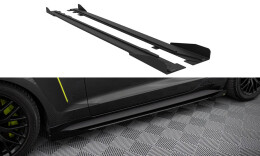 Street Pro Seitenschweller Ansatz Cup Leisten + Flaps für Ford Mustang GT Mk6  schwarz Hochglanz