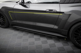 Street Pro Seitenschweller Ansatz Cup Leisten für Ford Mustang GT Mk6 schwarz+ Hochglanz Flaps