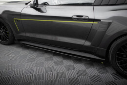 Street Pro Seitenschweller Ansatz Cup Leisten passend für Ford Mustang GT Mk6 SCHWARZ+ HOCHGLANZ FLAPS