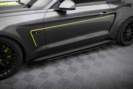 Street Pro Seitenschweller Leisten + Flaps passend für Ford Mustang GT Mk6 schwarz Hochglanz