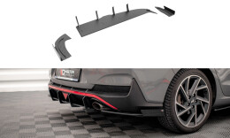 Street Pro Heckschürze Heck Ansatz Diffusor passend für Hyundai I30 Fastback N-Line Mk3 Facelift rot+ Hochglanz Flaps