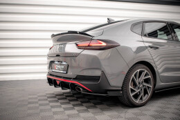 Street Pro Heckschürze Heck Ansatz Diffusor passend für Hyundai I30 Fastback N-Line Mk3 Facelift rot+ Hochglanz Flaps