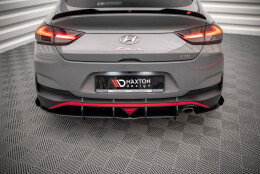 Street Pro Heckschürze Heck Ansatz Diffusor passend für Hyundai I30 Fastback N-Line Mk3 Facelift rot+ Hochglanz Flaps
