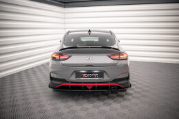 Street Pro Heckschürze Heck Ansatz Diffusor passend für Hyundai I30 Fastback N-Line Mk3 Facelift rot+ Hochglanz Flaps