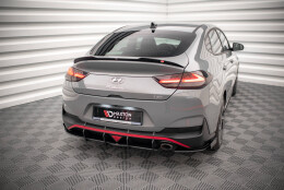 Street Pro Heckschürze Heck Ansatz Diffusor passend für Hyundai I30 Fastback N-Line Mk3 Facelift rot+ Hochglanz Flaps