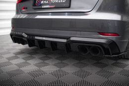 Heck Ansatz Diffusor passend für Audi S3 Sportback 8V Facelift schwarz Hochglanz
