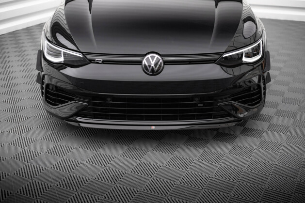 Cup Spoilerlippe Front Ansatz V.7 für Volkswagen Golf R Mk8 schwarz Hochglanz